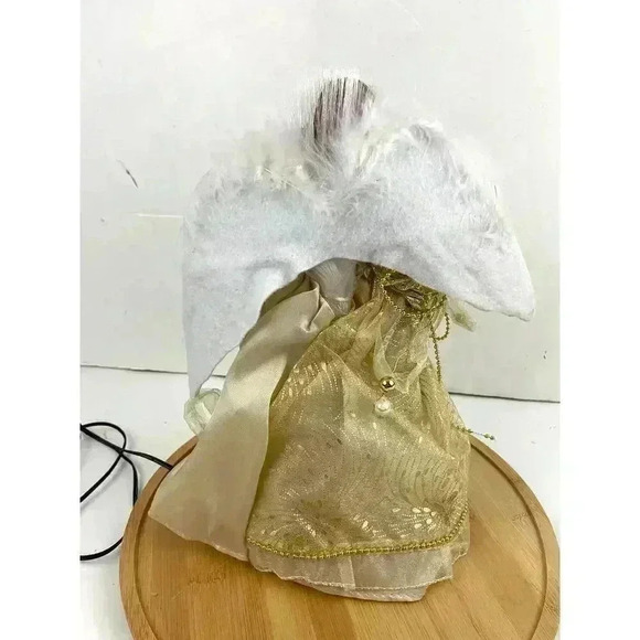 VTG Gold Angel Christmas Tree Topper Light Up WORKING Feather - Picture 11 of 11